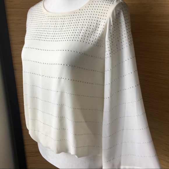 Alfani Beige Bell Sleeve Blouse - Picture 5 of 8